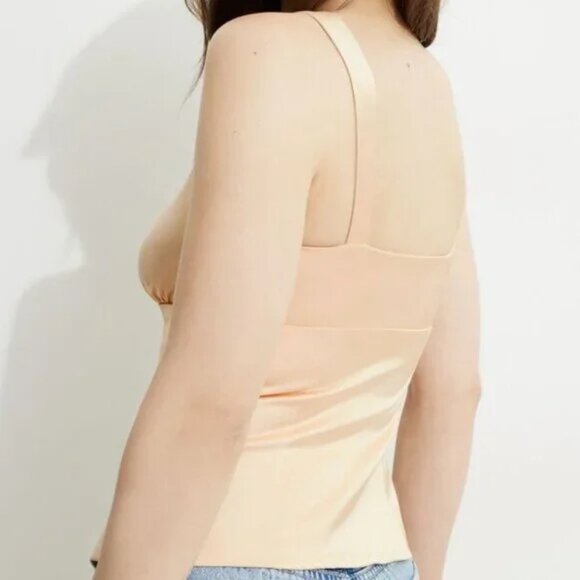 Champagne Pop Satin Tie Up Tank Top - Picture 3 of 3